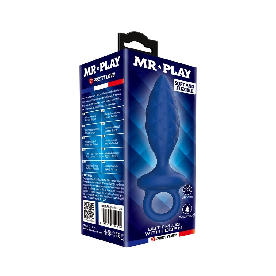 MR PLAY - STRUKTURIERTER ANALPLUG MIT RING BLAU M